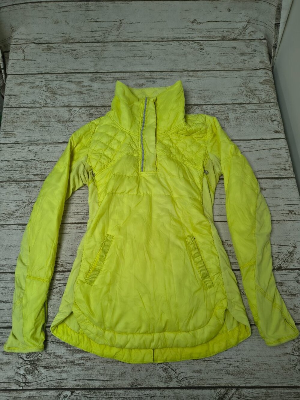 Lululemon Neon Yellow Insulated Half Zip Pullover Jacket Women’s
